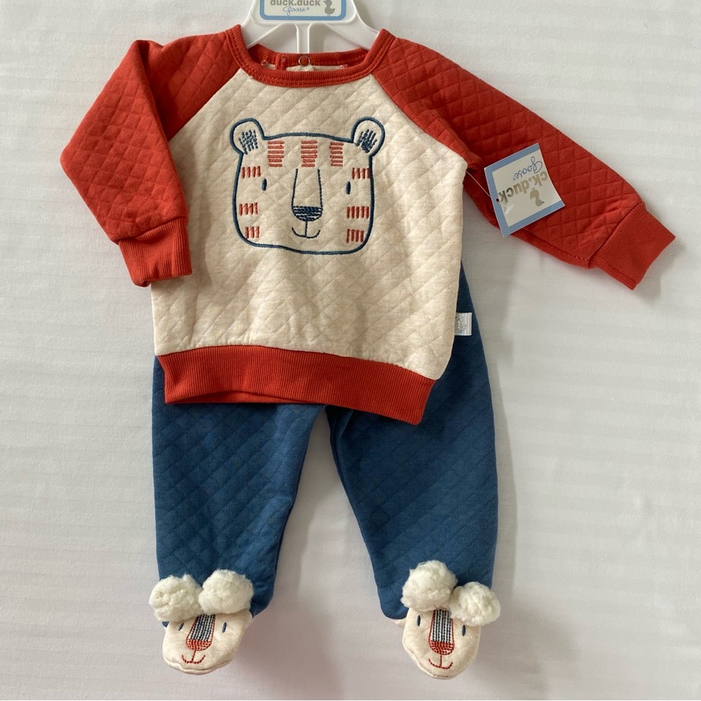 Duck Duck Goose 2 Piece Outfit Size 3 Months New NWT Cat Tiger Top Pants Baby